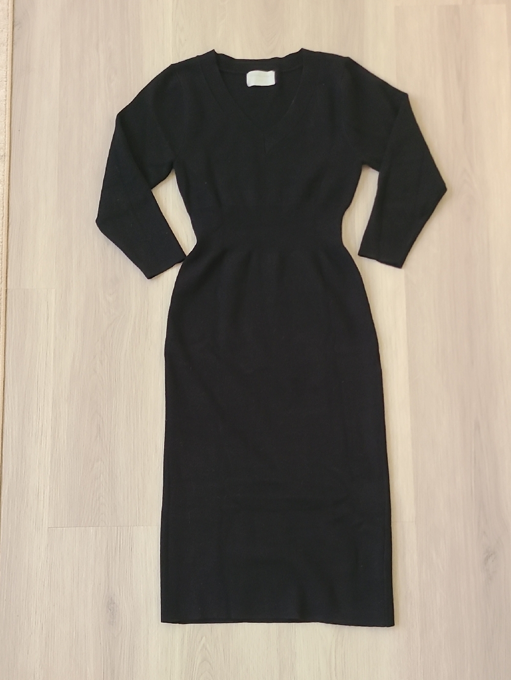 Modern Citizen Black V-Neck Sweater Dress Small Bodycon Midi Knit Office Career